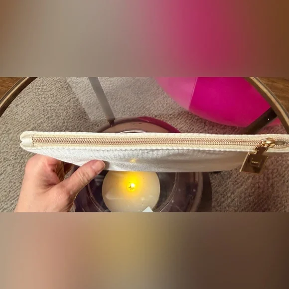 Chanel Coco Mademoiselle Satin Cosmetic Pouch. Stitched Sequins on Front. NIB - Picture 5 of 10